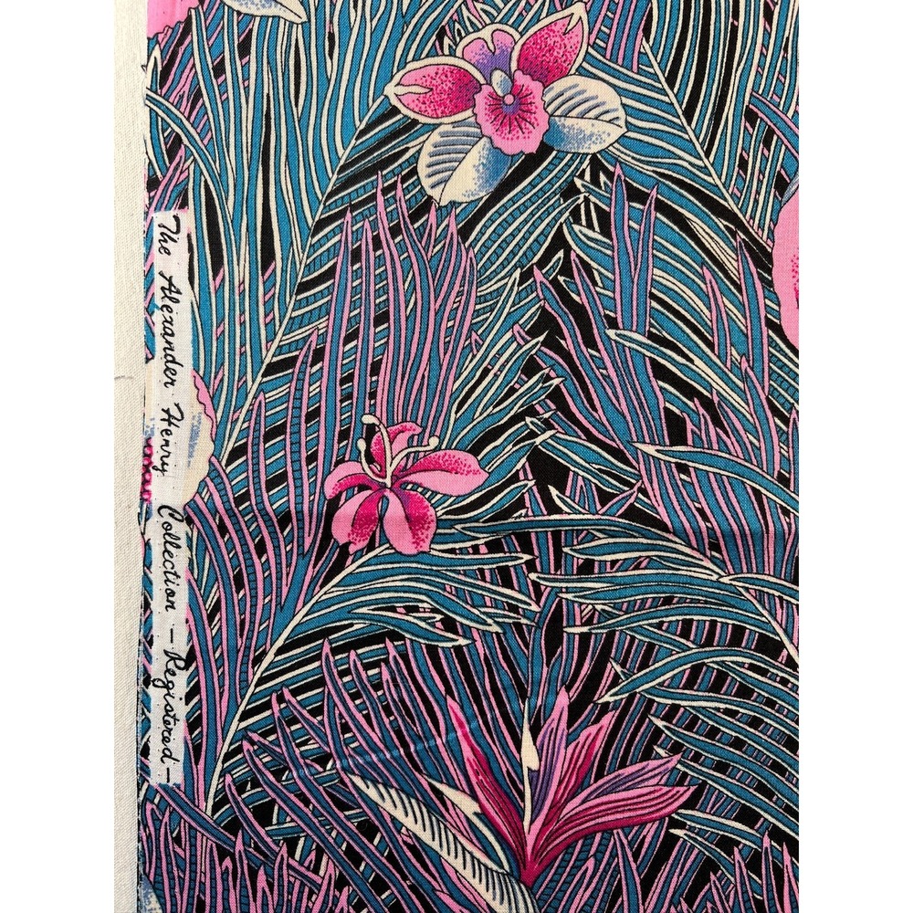 Fabric -Vintage 90s Alexander Henry Hawaiian Tropical Floral Lightweight 3 YARDS